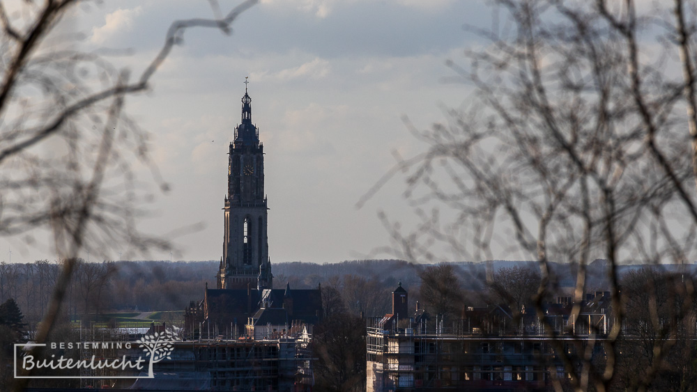 Uitzicht op kerktoren Thenen vanaf de Grebbeberg 