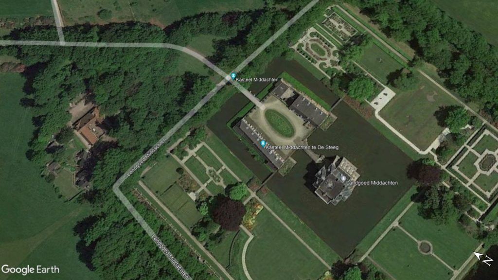 Luchtfoto van kasteel Middachten