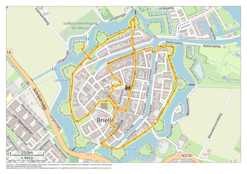 Wandelkaart stadswandeling Den Briel Podwalk