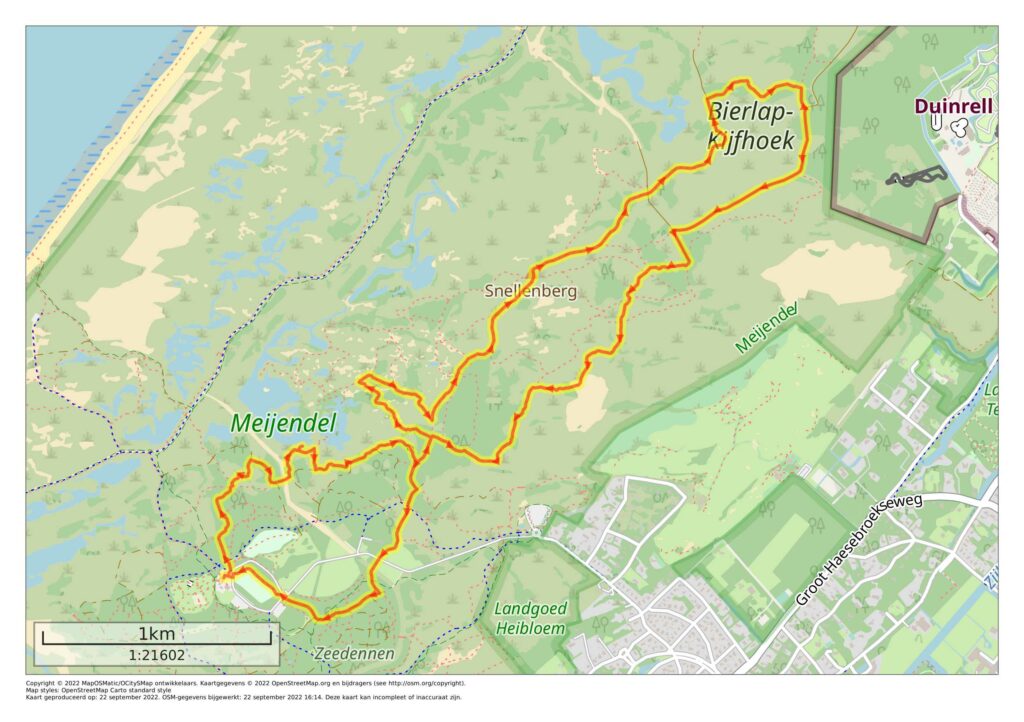 Wandelkaartje Kijfhoek en Bierlap bij Meijendal