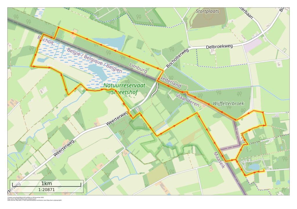 Wandelkaartje Wijffelterbroek Stramproy