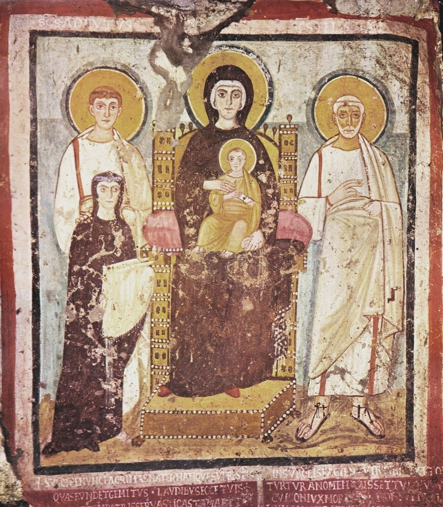 Fresco uit de katakomben in Rome